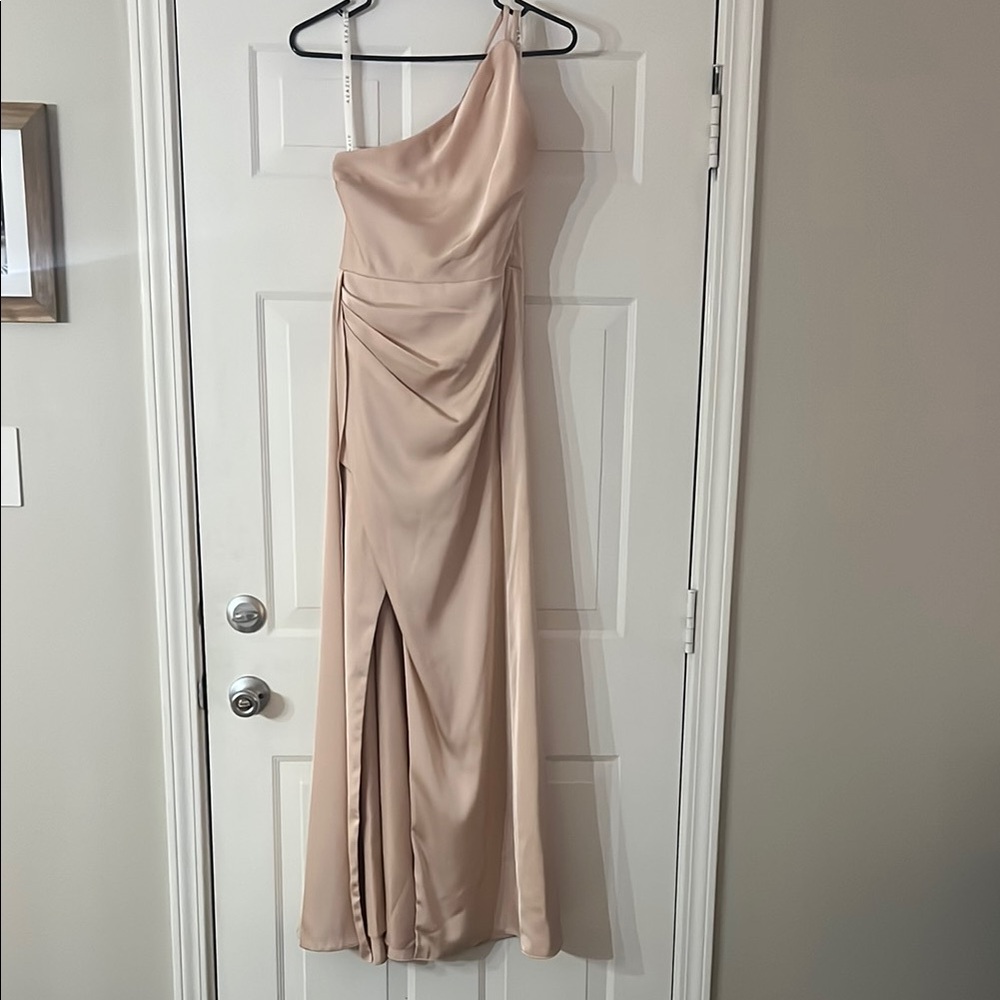 Azazie One-Shoulder Blush Gown